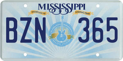 MS license plate BZN365