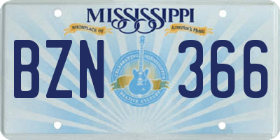 MS license plate BZN366