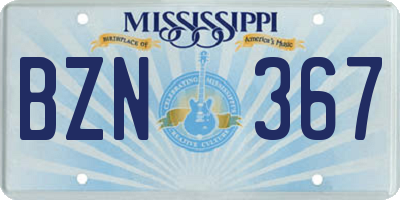 MS license plate BZN367