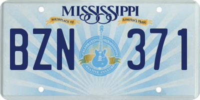 MS license plate BZN371