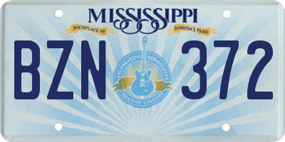 MS license plate BZN372