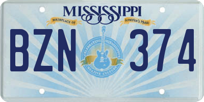 MS license plate BZN374