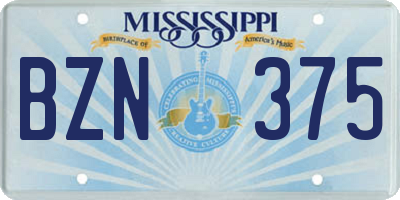 MS license plate BZN375