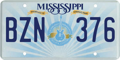 MS license plate BZN376