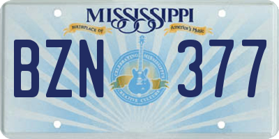 MS license plate BZN377