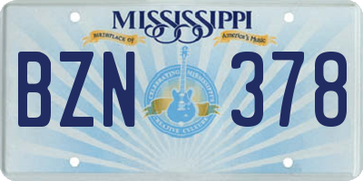 MS license plate BZN378