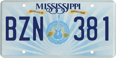 MS license plate BZN381