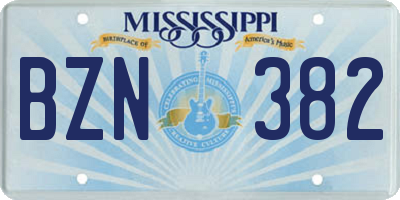 MS license plate BZN382