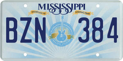MS license plate BZN384