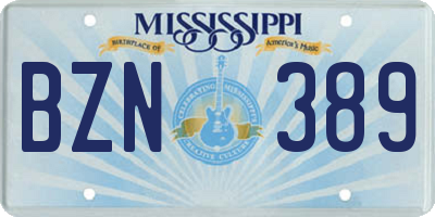 MS license plate BZN389