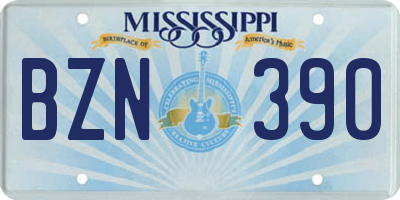 MS license plate BZN390