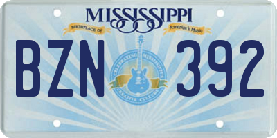 MS license plate BZN392