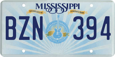 MS license plate BZN394