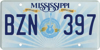 MS license plate BZN397