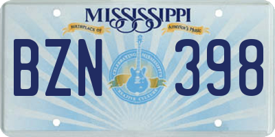 MS license plate BZN398