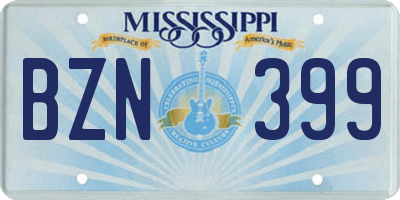MS license plate BZN399