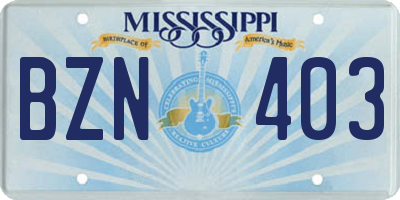 MS license plate BZN403