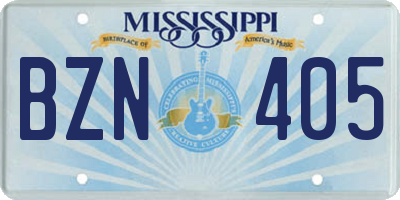 MS license plate BZN405