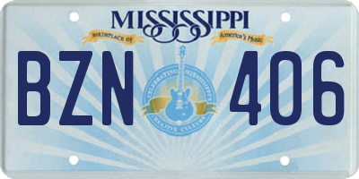 MS license plate BZN406