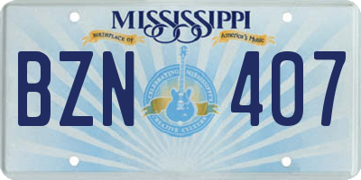 MS license plate BZN407