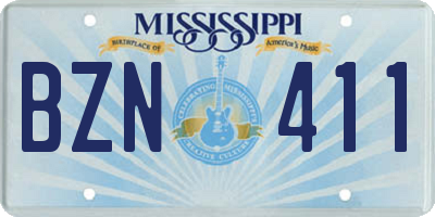 MS license plate BZN411