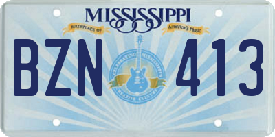 MS license plate BZN413