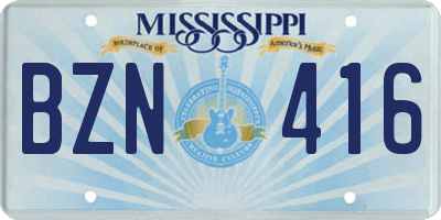 MS license plate BZN416
