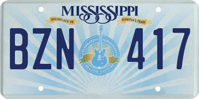 MS license plate BZN417