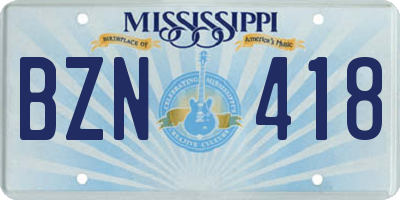 MS license plate BZN418