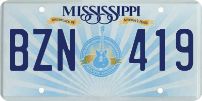MS license plate BZN419