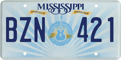 MS license plate BZN421