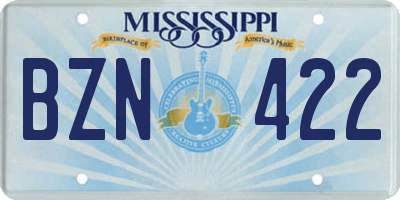 MS license plate BZN422
