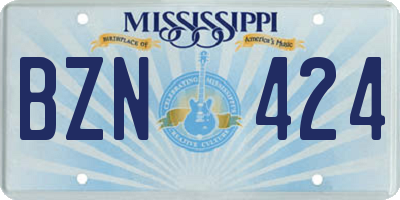 MS license plate BZN424