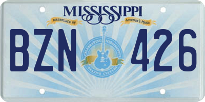 MS license plate BZN426