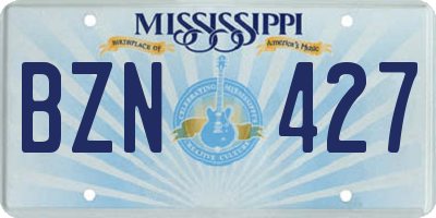 MS license plate BZN427