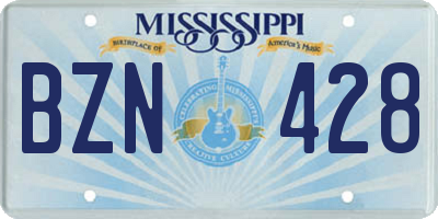 MS license plate BZN428