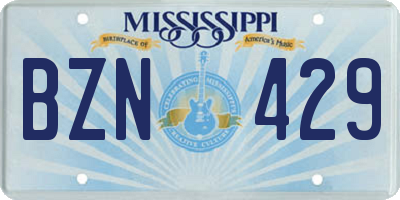 MS license plate BZN429