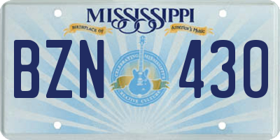 MS license plate BZN430