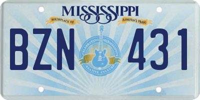 MS license plate BZN431
