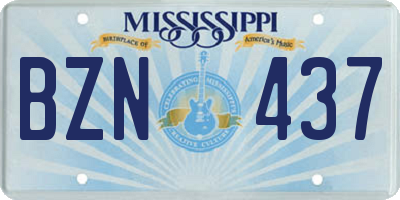 MS license plate BZN437