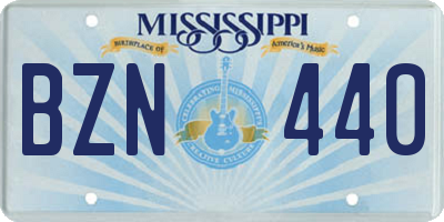 MS license plate BZN440