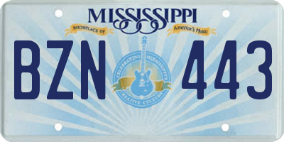 MS license plate BZN443