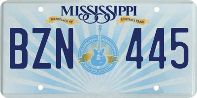 MS license plate BZN445