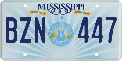 MS license plate BZN447