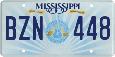 MS license plate BZN448
