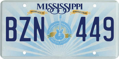 MS license plate BZN449