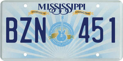 MS license plate BZN451