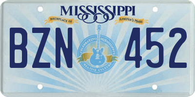 MS license plate BZN452