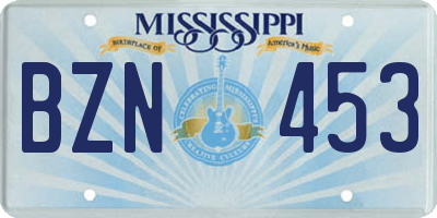 MS license plate BZN453