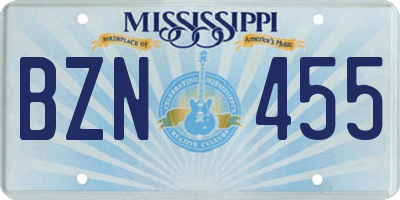 MS license plate BZN455